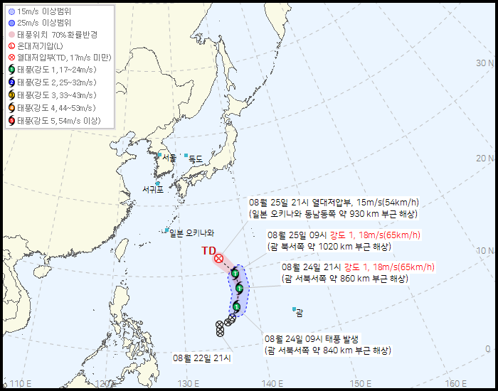 제 21호 태풍 앗사니(ATSANI) 발생 경로